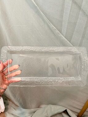 Clear Textured Glass Serving Tray - Home Bath